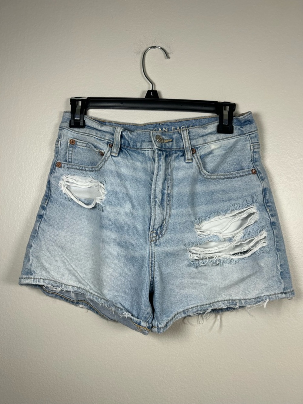 American Eagle Outfitters Light Wash Distressed Denim Shorts